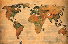 Carte qui montre l'Europe et l'Asie
